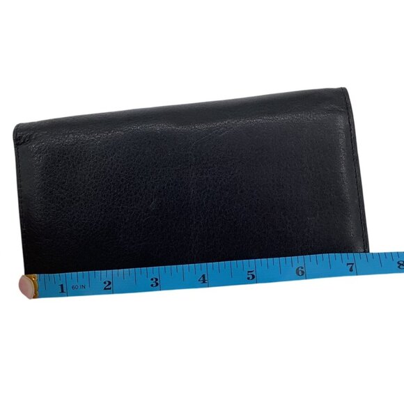 Genuine Leather Black Bifold Checkbook Wallet Multiple Card Slots & ID Window - Picture 6 of 7